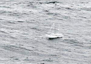 Yacht sinking by the stern in Southern Ocean last year - crew saved by fishing vessel © SW
